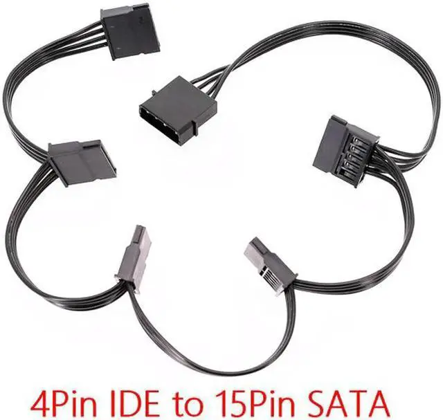 Main image of 2pcs New SATA 15Pin M 1 to 5 SATA 15Pin F Hard Drive Power Supply Splitter Cable Cord for DIY PC Sever 15-pin Power Adapter 60CM Wire