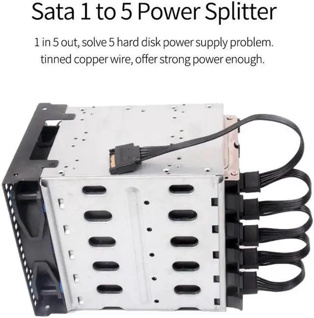 Alt view image 2 of 7 - 2pcs New SATA 15Pin M 1 to 5 SATA 15Pin F Hard Drive Power Supply Splitter Cable Cord for DIY PC Sever 15-pin Power Adapter 60CM Wire