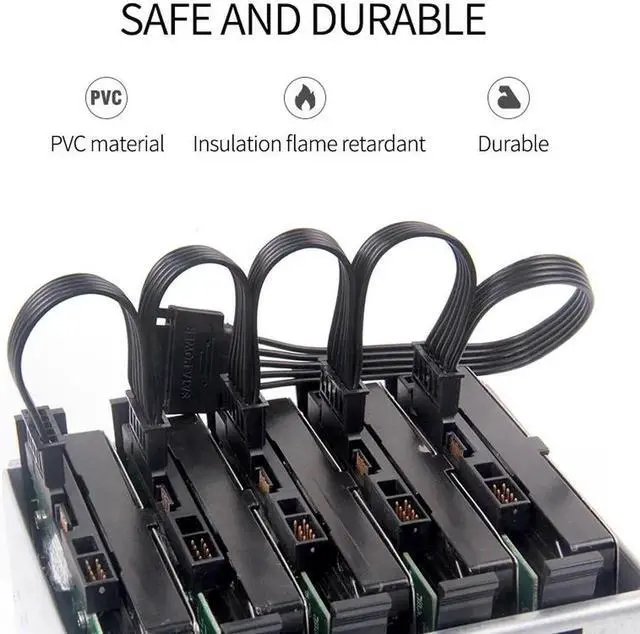 Alt view image 6 of 7 - 2pcs New SATA 15Pin M 1 to 5 SATA 15Pin F Hard Drive Power Supply Splitter Cable Cord for DIY PC Sever 15-pin Power Adapter 60CM Wire