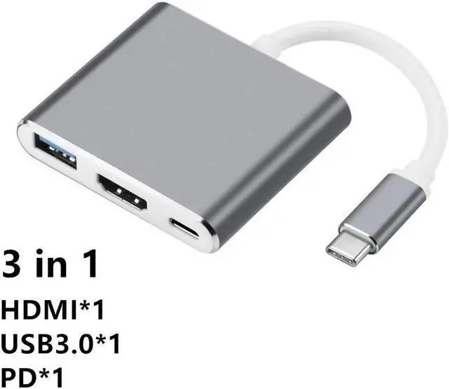 Main image of USB C Type c to HDMI-compatible 4K Adapter VGA USB3.0 video Converter PD 100W Fast charger 3 Ports