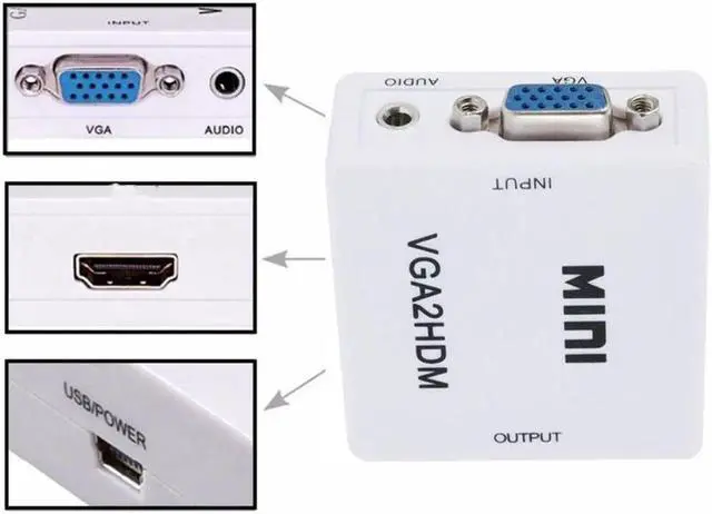 Alt view image 3 of 3 - HDMI to VGA Converter With Audio VGA to HDMI Converter HDMI Adapter for Notebook Xbox360 DVD PS3 PC HD 1080P TV Box Projector VGA to HDMI