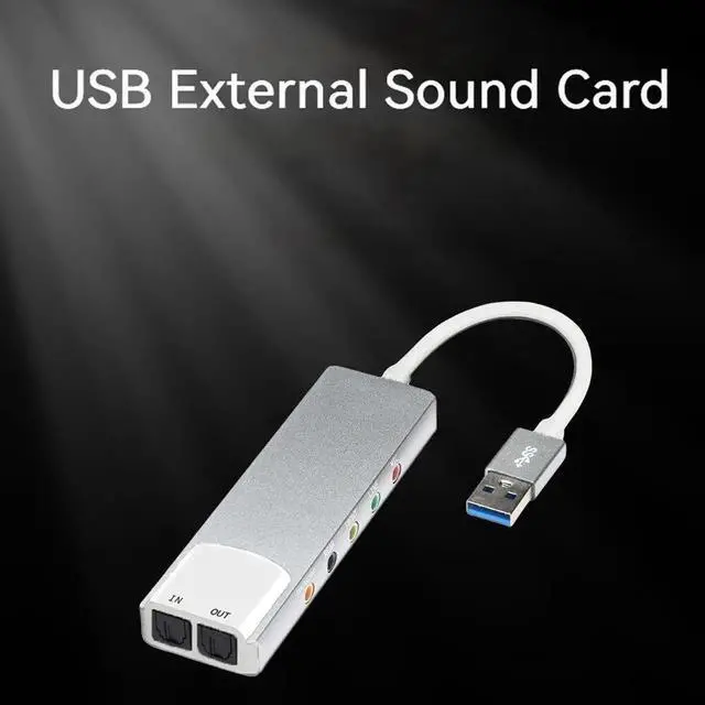 Main image of External Audio Converter Aluminium Alloy USB Audio Adapter 7.1 5.1 Channel External Audio Card SPDIF Optical for Laptop Desktop Sound Blaster AE-9