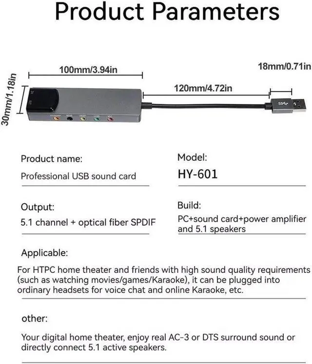 Alt view image 5 of 6 - External Audio Converter Aluminium Alloy USB Audio Adapter 7.1 5.1 Channel External Audio Card SPDIF Optical for Laptop Desktop