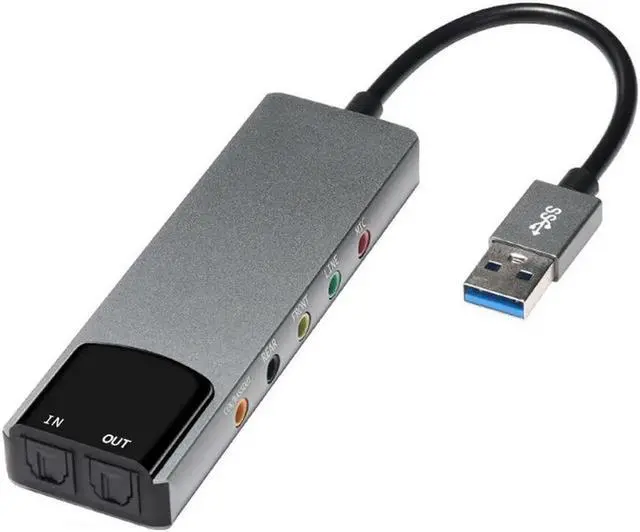 Alt view image 4 of 6 - External Audio Converter Aluminium Alloy USB Audio Adapter 7.1 5.1 Channel External Audio Card SPDIF Optical for Laptop Desktop