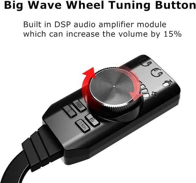 Alt view image 2 of 7 - 7.1Channel External USB Computer Game Sound Card for PUBG Gaming External Audio Card 3.5mm USB Adapter Plug and Play PC Laptop