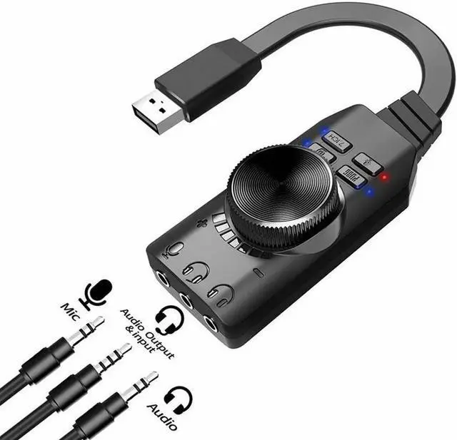 Main image of 7.1Channel External USB Computer Game Sound Card for PUBG Gaming External Audio Card 3.5mm USB Adapter Plug and Play PC Laptop