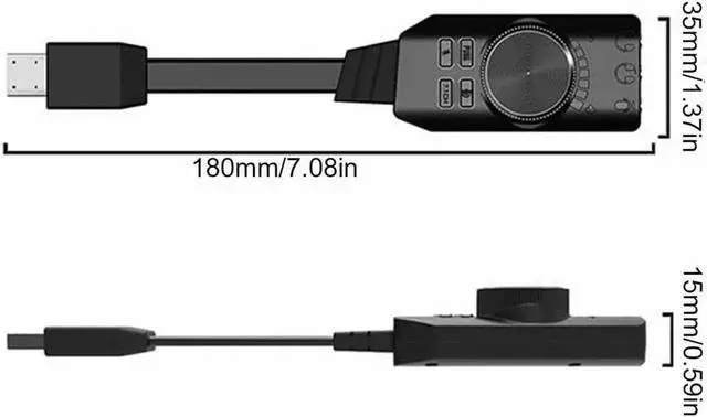 Alt view image 7 of 7 - 7.1Channel External USB Computer Game Sound Card for PUBG Gaming External Audio Card 3.5mm USB Adapter Plug and Play PC Laptop
