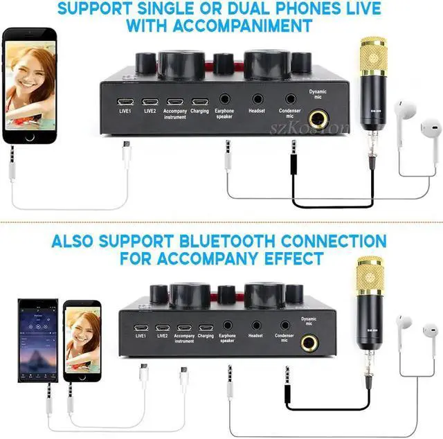 Alt view image 4 of 7 - V8 Audio USB External Sound Card Headset Microphone Webcast Personal Live Broadcast for Phone Computer