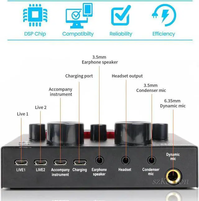 Alt view image 2 of 7 - V8 Audio USB External Sound Card Headset Microphone Webcast Personal Live Broadcast for Phone Computer
