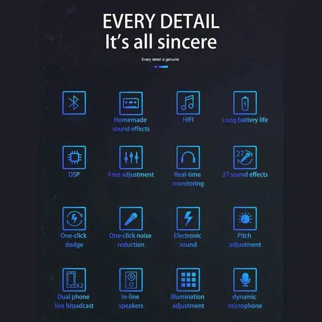 Alt view image 7 of 7 - K1 Computer Phone Voice Changer HIFI Live Sound Card Mixer Board Streaming Audio Bluetooth 5.0 Universal