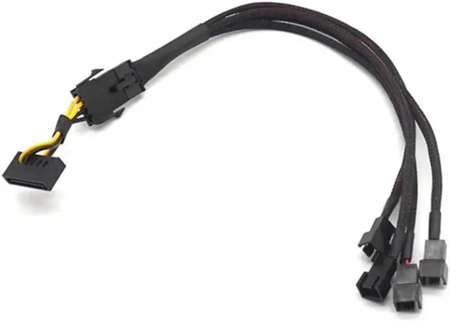 Alt view image 7 of 7 - 15 Pin SATA Cable Male to 4-Port Cooler Cooling Fan 3 Pin Socket 12V Power Supply Cable CORD 22AWG Wire for PC DIY