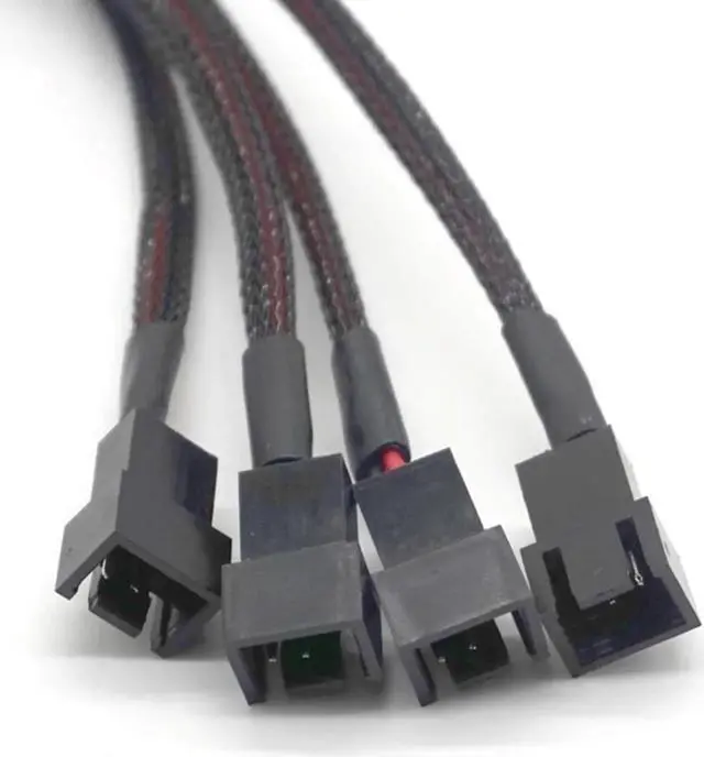 Alt view image 2 of 7 - 15 Pin SATA Cable Male to 4-Port Cooler Cooling Fan 3 Pin Socket 12V Power Supply Cable CORD 22AWG Wire for PC DIY