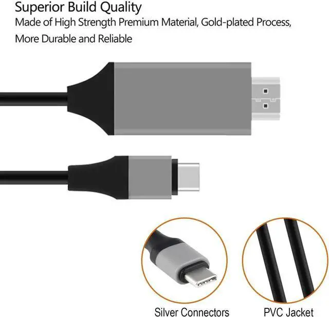 Alt view image 7 of 7 - Type C To HDMI USB 3.1 To HDMI Compatible Adapter Cable Type C To HDTV 30Hz 4K USB C Cable Extend Adapter For MacBook PC Monitor