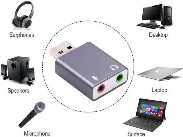Alt view image 2 of 7 - External USB Sound Card Ultra-portable HIFI Magic Voice 7.1CH Microphone-in Audio-out port Free Drive Plug Sound Card