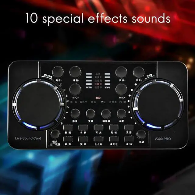 Alt view image 3 of 7 - V300 PRO Sound Card 10 Sound Effects Bluetooth Noise Reduction mixers Headset mic Voice Control for Phone PC