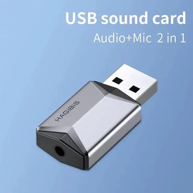 Alt view image 2 of 7 - 2 in 1 USB Sound Card Portable External 3.5mm Microphone Audio Adapter for PC Laptop PS4/5 Earphone Speaker Windows Mac