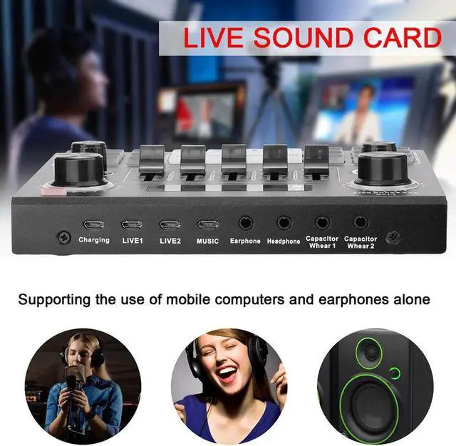 Alt view image 4 of 7 - V9 Audio Sound Card 3.5mm Microphone Headset Live Broadcast Studio Phone Computer Sound Adapter for Phone Computer