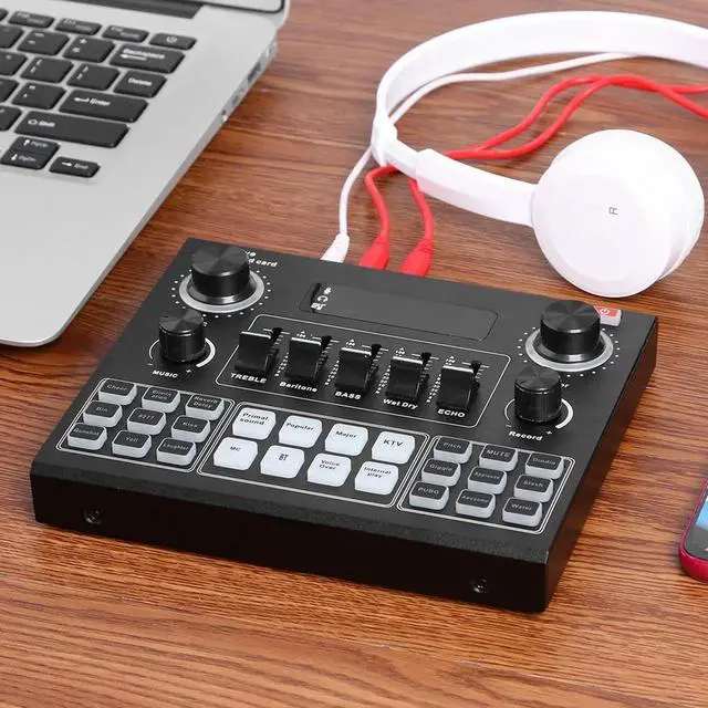 Alt view image 7 of 7 - V9 Audio Sound Card 3.5mm Microphone Headset Live Broadcast Studio Phone Computer Sound Adapter for Phone Computer