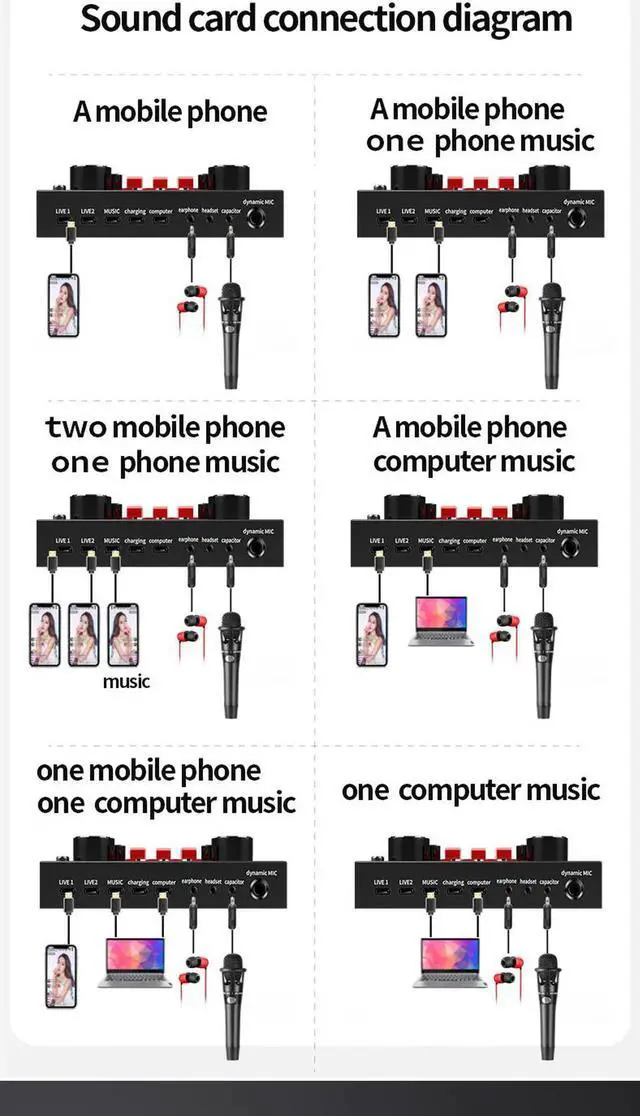 Alt view image 4 of 7 - Bluetooth sound card live broadcast equipment Web live entertainment for mobile phone/PC