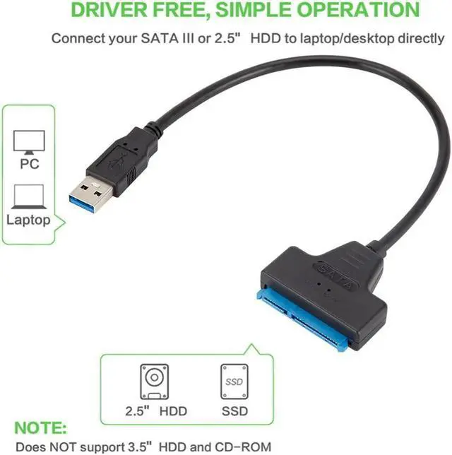 Alt view image 4 of 6 - USB 3.0 2.0 SATA Up To 6 Gbps 3 Cable Sata To USB 3.0 Adapter Support 2.5 Inch External HDD SSD Hard Drive 22 Pin Sata III Cable