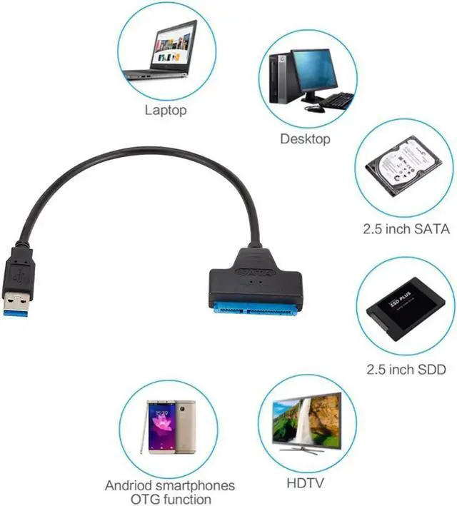 Alt view image 5 of 6 - USB 3.0 2.0 SATA Up To 6 Gbps 3 Cable Sata To USB 3.0 Adapter Support 2.5 Inch External HDD SSD Hard Drive 22 Pin Sata III Cable