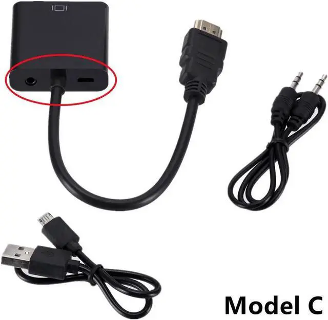 Alt view image 2 of 6 - 1080P HDMI To VGA Converter HDMI Cable With Audio Power Supply HDMI Male To VGA Female Adapter For PS4 TV Box xbox TV Laptop