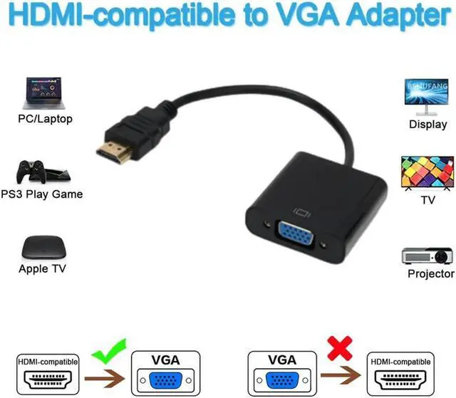 Alt view image 4 of 6 - 1080P HDMI To VGA Converter HDMI Cable With Audio Power Supply HDMI Male To VGA Female Adapter For PS4 TV Box xbox TV Laptop