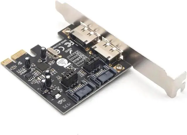 Alt view image 3 of 7 - 2 Port Sata 2 Port Esata 3.0 PCIE Pci-E To SATA ESATA Expansion Card Pcie Adapter Card