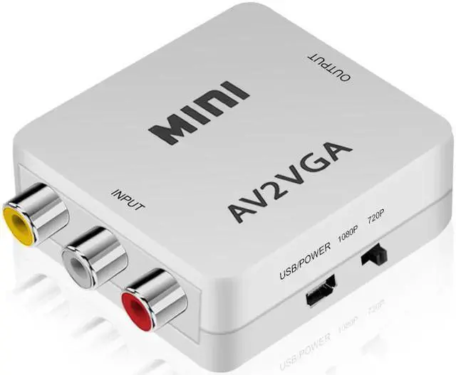 Alt view image 3 of 7 - 1080P Mini Video Convertor RCA AV to VGA Video Converter Conversor with 3.5mm Audio AV2VGA / CVBS Audio to PC HD Computer to TV