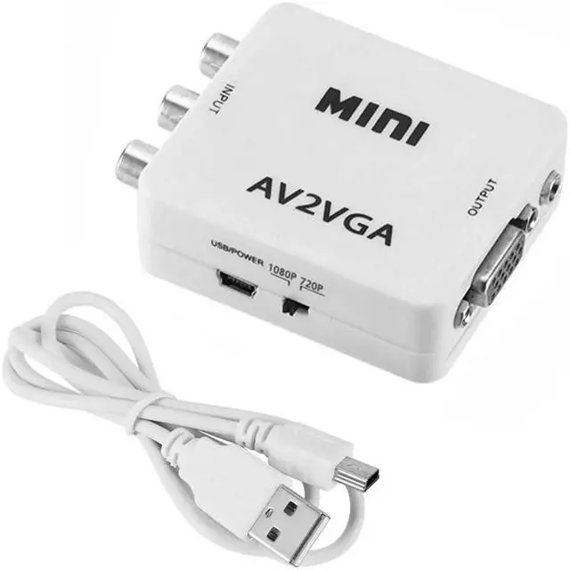 Alt view image 4 of 7 - 1080P Mini Video Convertor RCA AV to VGA Video Converter Conversor with 3.5mm Audio AV2VGA / CVBS Audio to PC HD Computer to TV