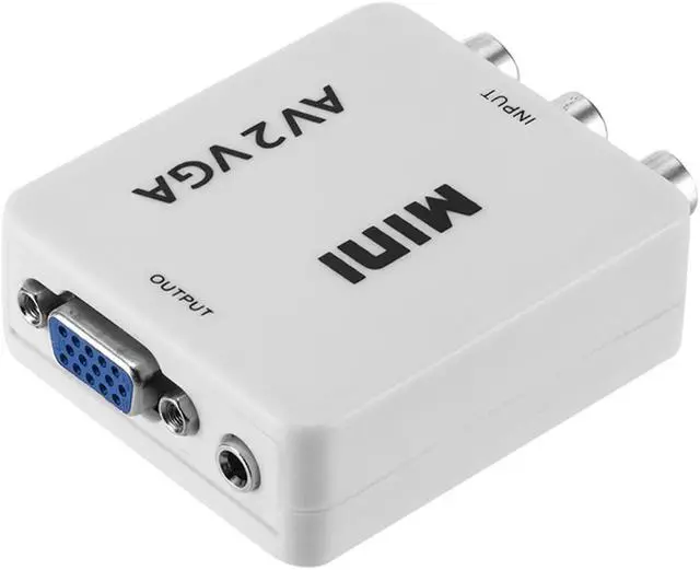 Alt view image 2 of 7 - 1080P Mini Video Convertor RCA AV to VGA Video Converter Conversor with 3.5mm Audio AV2VGA / CVBS Audio to PC HD Computer to TV
