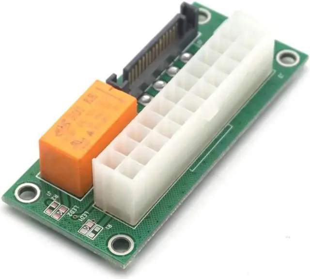 Alt view image 3 of 4 - ATX 24Pin to SATA 15Pin Dual PSU Adapter Molex Power Supply Sync Starter Extension Cable Card For Litecoin Mining Miner