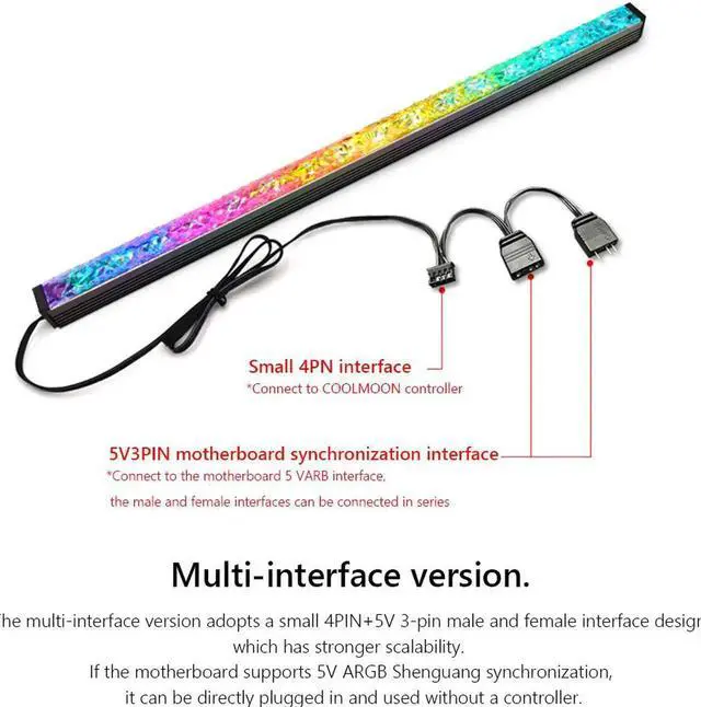 Alt view image 4 of 7 - ARGB Diamond LED Strip Magnetic Computer Light Bar 5V/3PIN Small 4Pin Colorful Light-Strip for PC Computer Case Chassis