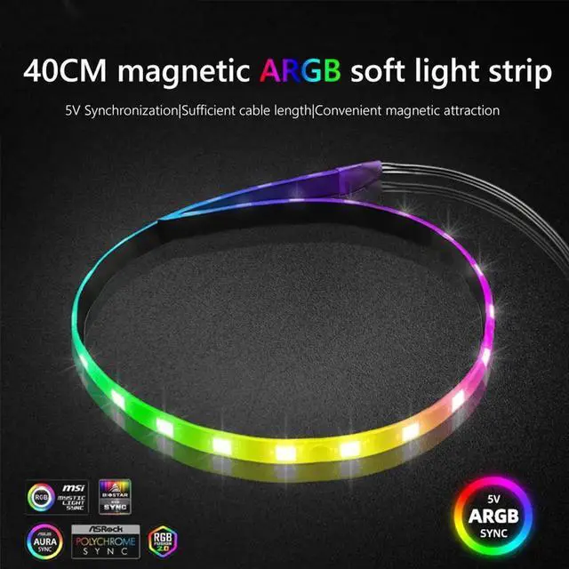Alt view image 2 of 7 - 5V ARGB Chassis Light Strip Small 4Pin PC Case LED Light Bar SATA 3PIN Desktop Computer RGB Lamp Decoration