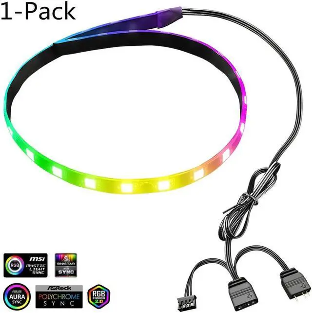Alt view image 4 of 7 - 5V ARGB Chassis Light Strip Small 4Pin PC Case LED Light Bar SATA 3PIN Desktop Computer RGB Lamp Decoration