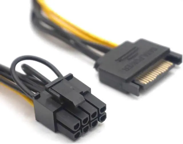 Alt view image 2 of 7 - 5PCS 15pin SATA male to 8pin(6+2) PCI-E Power Supply Cable 20cm SATA Cable 15-pin to 8 pin cable 18AWG Wire for video card