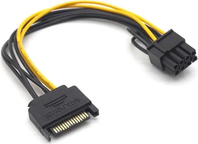 Alt view image 7 of 7 - 5PCS 15pin SATA male to 8pin(6+2) PCI-E Power Supply Cable 20cm SATA Cable 15-pin to 8 pin cable 18AWG Wire for video card