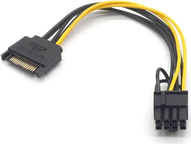 Alt view image 4 of 7 - 5PCS 15pin SATA male to 8pin(6+2) PCI-E Power Supply Cable 20cm SATA Cable 15-pin to 8 pin cable 18AWG Wire for video card