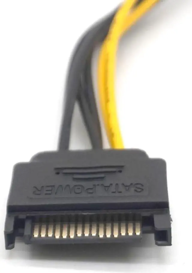 Alt view image 3 of 7 - 5PCS 15pin SATA male to 8pin(6+2) PCI-E Power Supply Cable 20cm SATA Cable 15-pin to 8 pin cable 18AWG Wire for video card