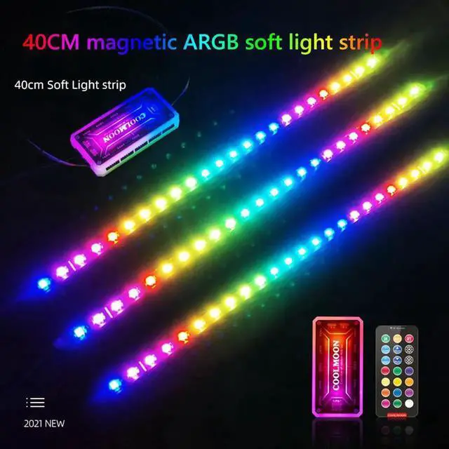 Alt view image 3 of 7 - 5V ARGB Chassis Light Strip Small 4Pin PC Case LED Light Bar SATA 3PIN Desktop Computer RGB Lamp Decoration