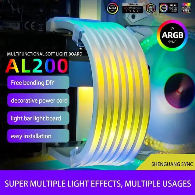 Alt view image 7 of 7 - Lamp Tape PC Backlight Flexible LED Strip Light 5V ARGB Aura Sync Multifunctional DIY for 24PIN Motherboard AL200