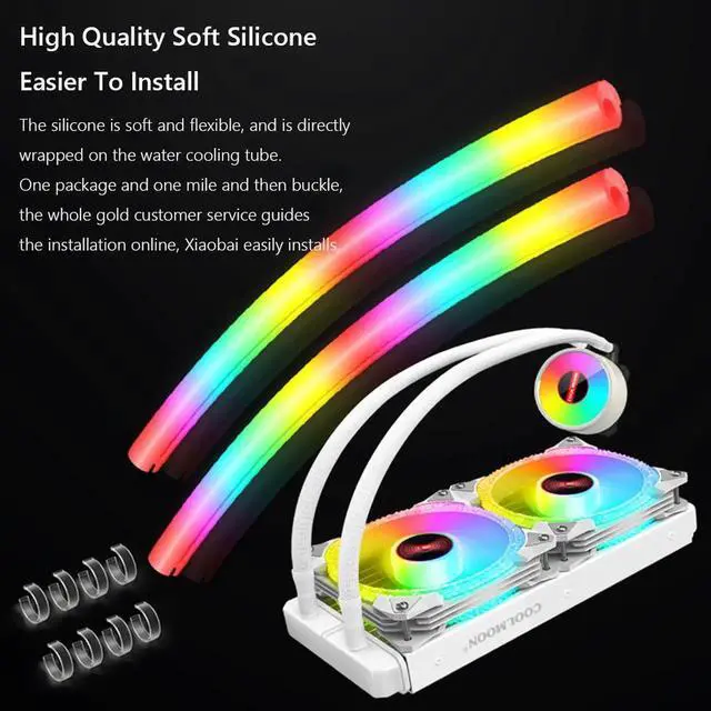 Alt view image 7 of 7 - Hose Pipe Aura Sync Luminous Sleeve Silicone Water Cooling Raditor Tube 5V 3PIN ARGB 4PIN Computer Case Decoration