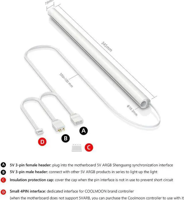 Alt view image 2 of 7 - Hose Pipe Aura Sync Luminous Sleeve Silicone Water Cooling Raditor Tube 5V 3PIN ARGB 4PIN Computer Case Decoration