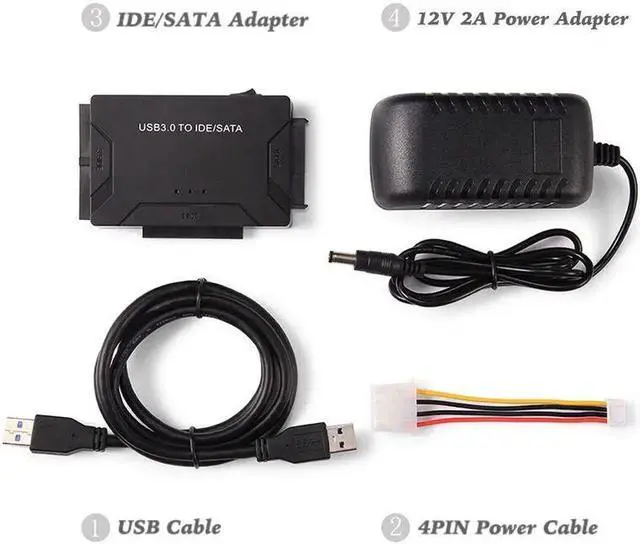 Alt view image 5 of 7 - USB 3.0 to SATA IDE Hard Disk Adapter Converter Cable for 3.5 2.5 inch HDD/SSD CD DVD ROM CD-RW 3 in 1 IDE SATA Adapter