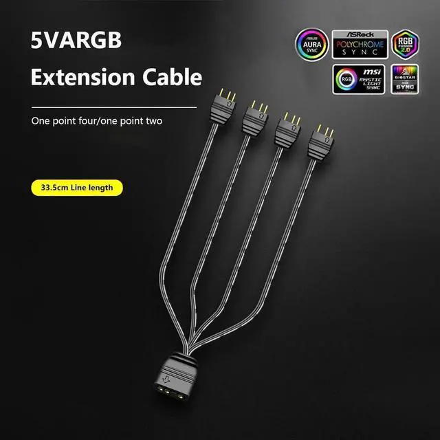 Alt view image 7 of 7 - AR-1 RGB Controller Cable 5V 3 Pin 3pin to SATA ARGB Mini Controller HUB Adapter for PC Fan Cooling Fan Light Strip