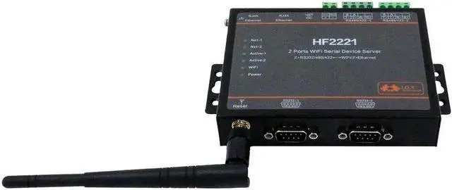 Alt view image 3 of 4 - Industrial Modbus 2Ports Serial Server RS232/RS485/RS422 to WiFi Ethernet Device Converter Connector Unit