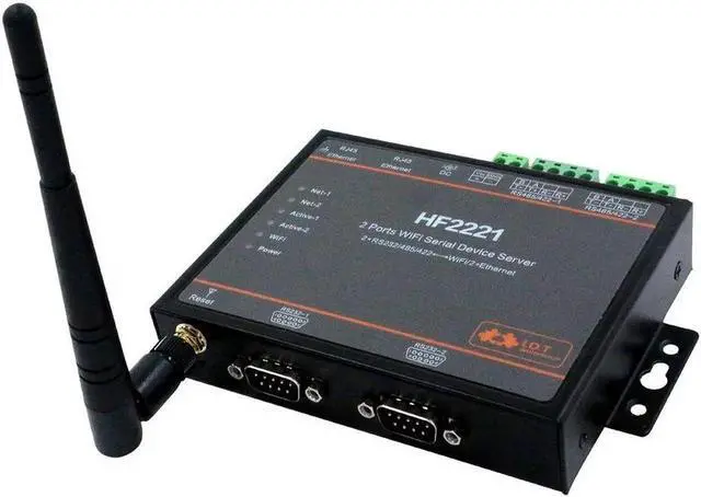 Main image of Industrial Modbus 2Ports Serial Server RS232/RS485/RS422 to WiFi Ethernet Device Converter Connector Unit