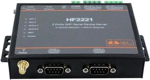 Alt view image 2 of 4 - Industrial Modbus 2Ports Serial Server RS232/RS485/RS422 to WiFi Ethernet Device Converter Connector Unit
