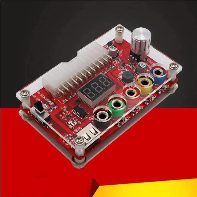 Alt view image 5 of 6 - 24Pin ATX Power Supply Breakout Board Acrylic Case Kit Module Adapter Power Connector Supports 3.3V/5V/12V 1.8V-10.8V Adjustable