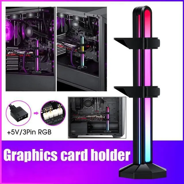 Alt view image 6 of 7 - Graphics Card Bracket vga Holder Jack Desktop Computer Case 5V3Pin ARGB Video Card GPU Water Cooling Kit Support Stand